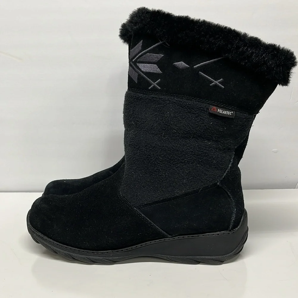 Sporto Polartec Suede Leather Fur Insulated Waterproof Winter Boots Black 9
